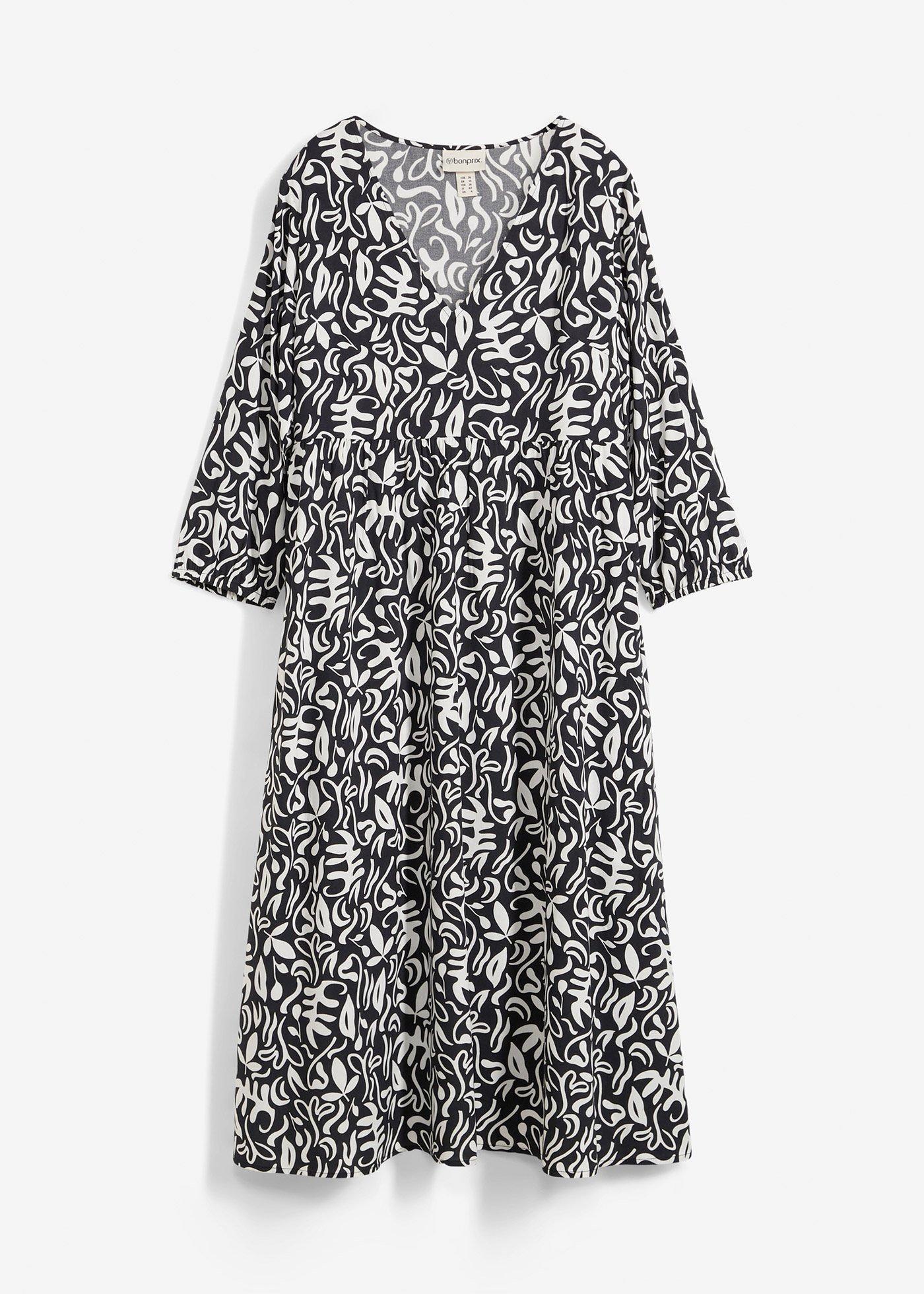 Kleid in Midilänge aus fließender Viskose