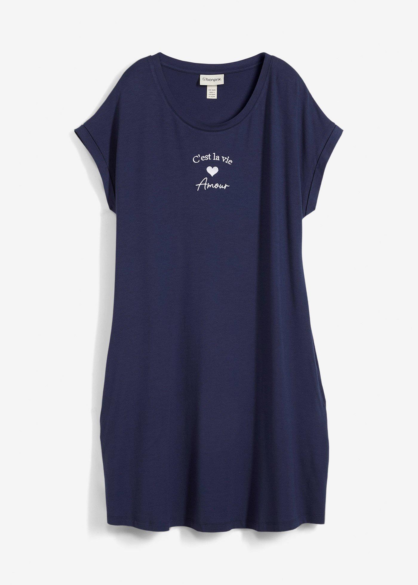 Jersey-Kleid mit Stickerei aus Viskose-Elasthan-Mix