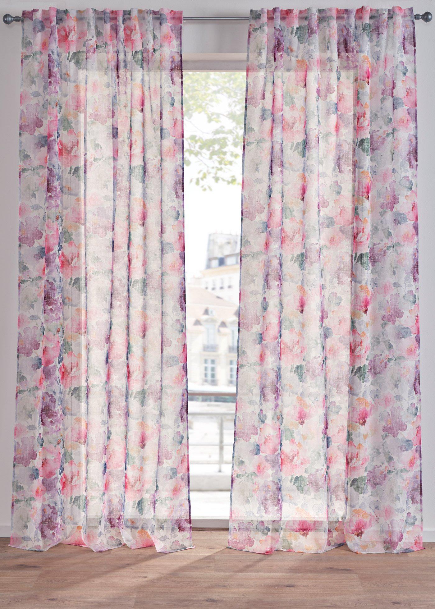 Gardine mit Blumen Druck (1er Pack)