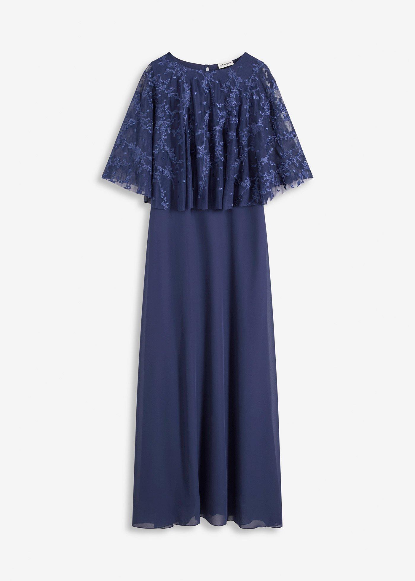 Chiffonkleid mit floraler Stickerei