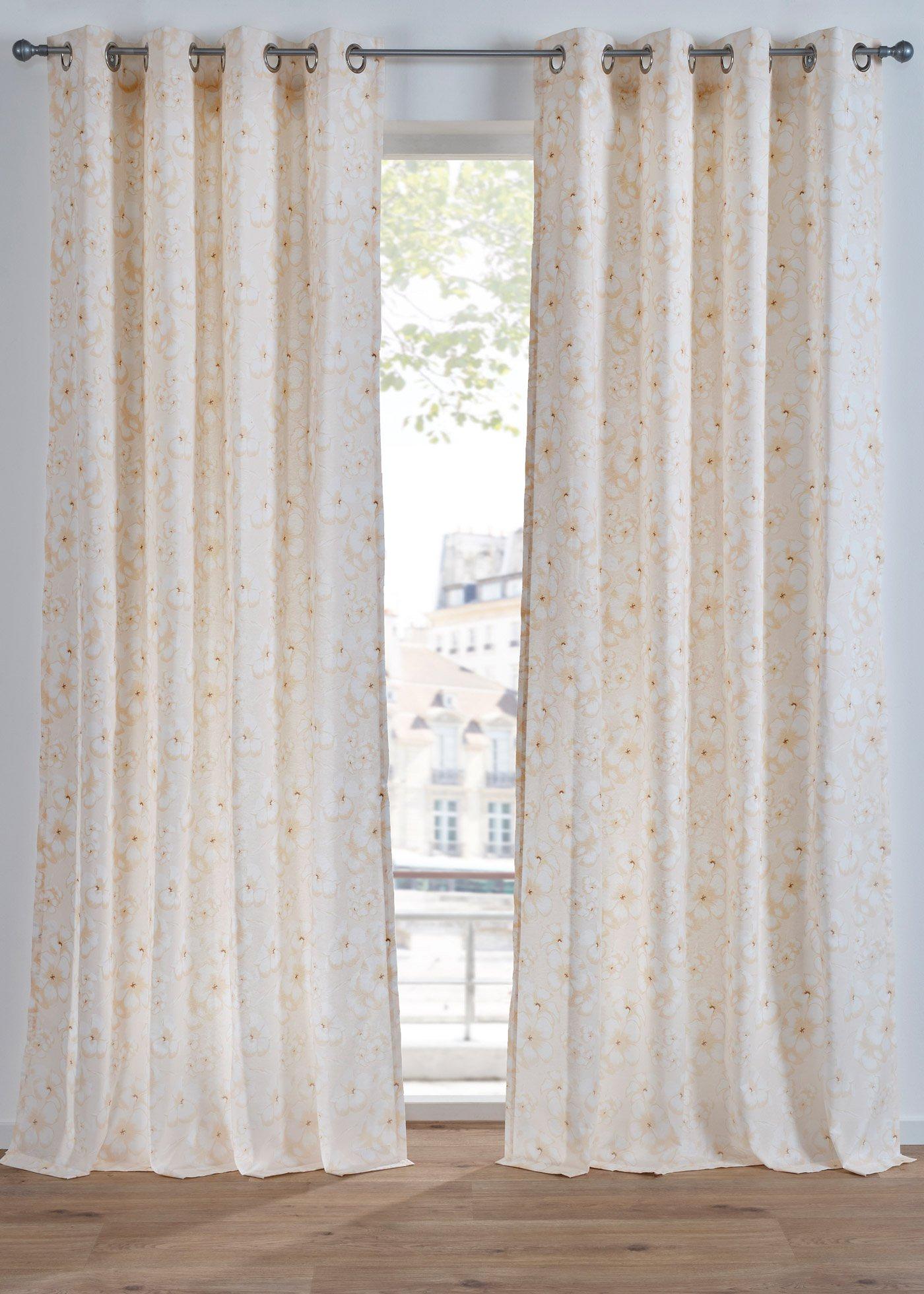 Gardine mit Blumendruck aus recyceltem Polyester (1er Pack)