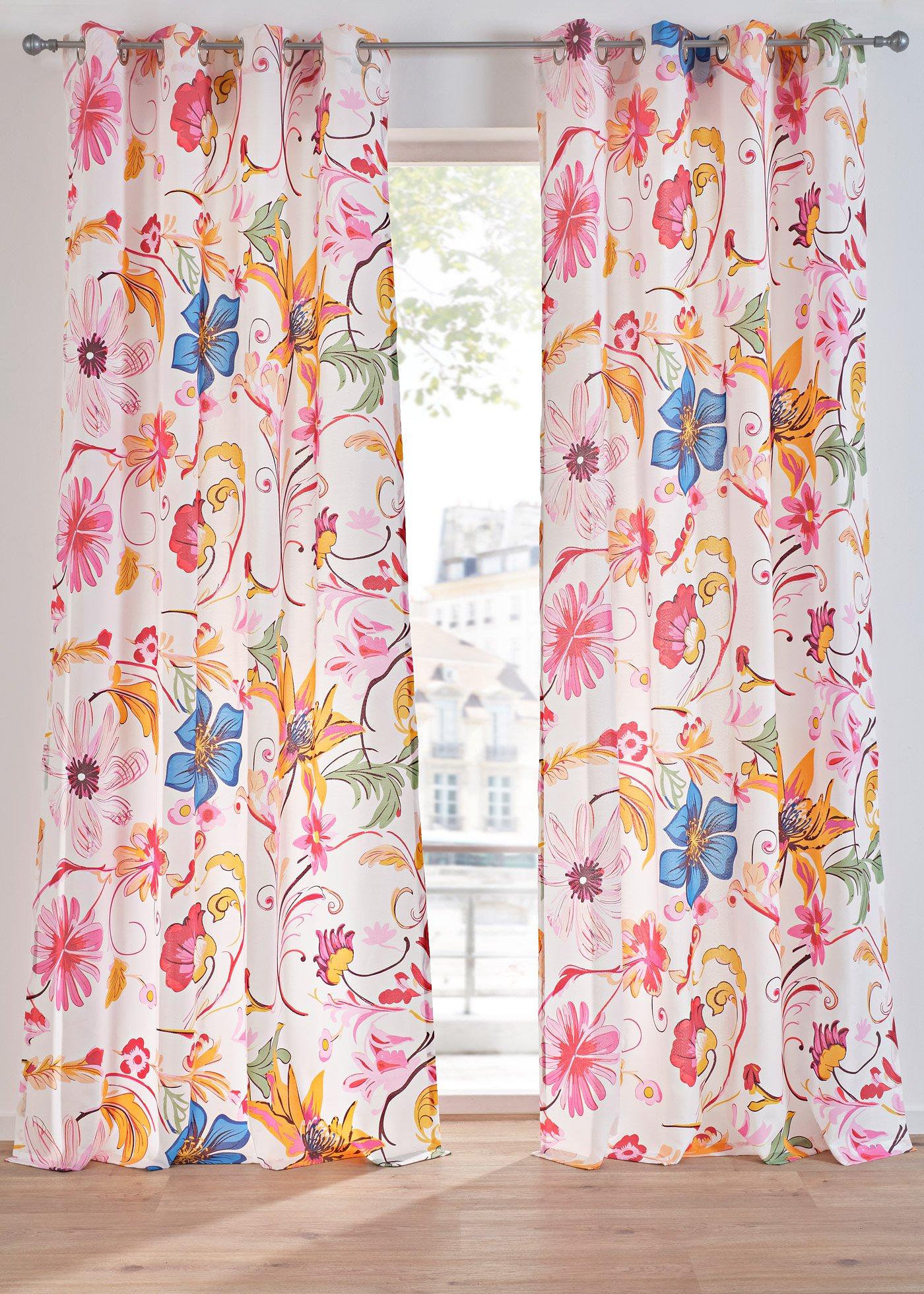 Gardine aus recyceltem Polyester mit Blumendruck (1er Pack)