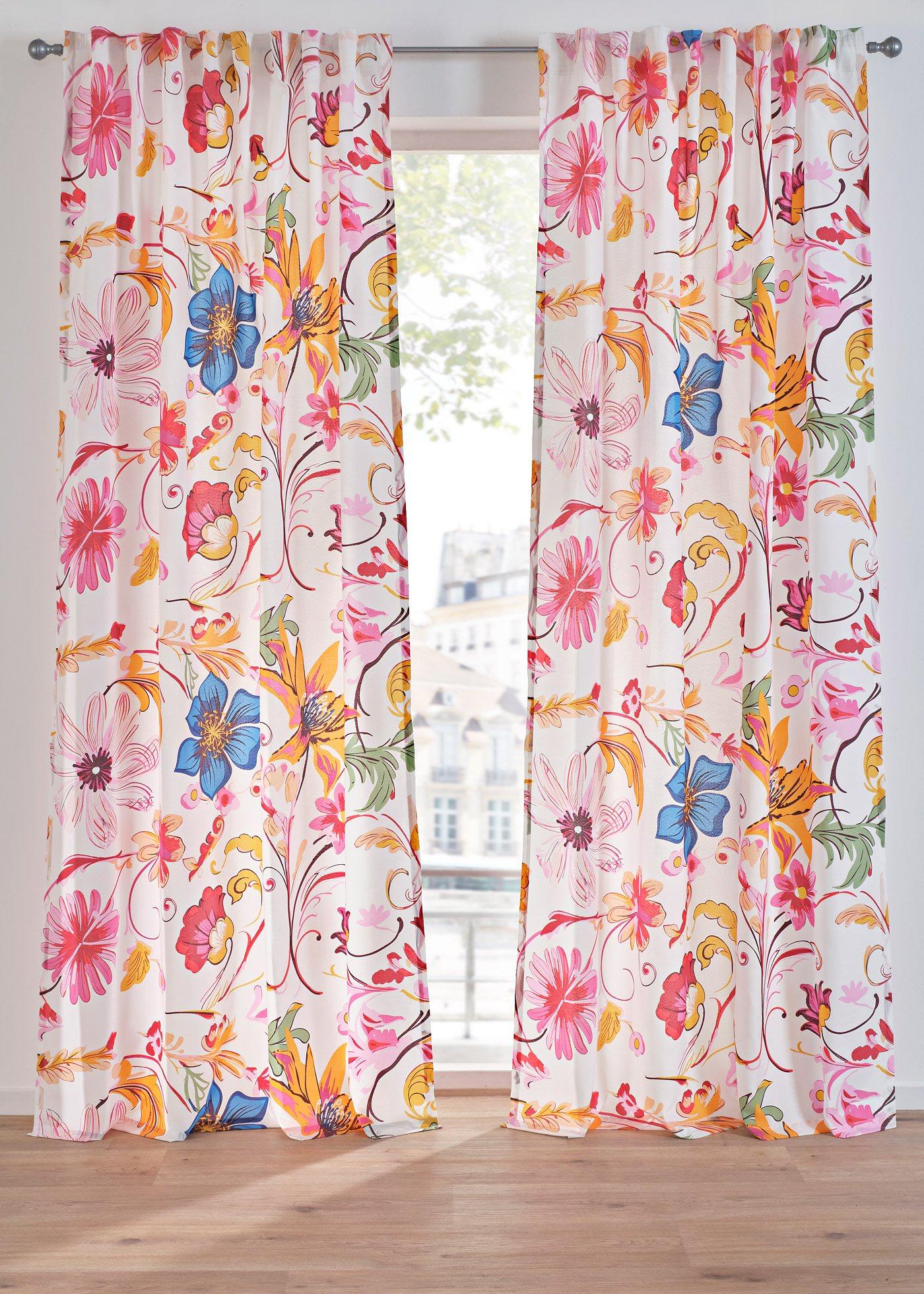 Gardine aus recyceltem Polyester mit Blumendruck (1er Pack)