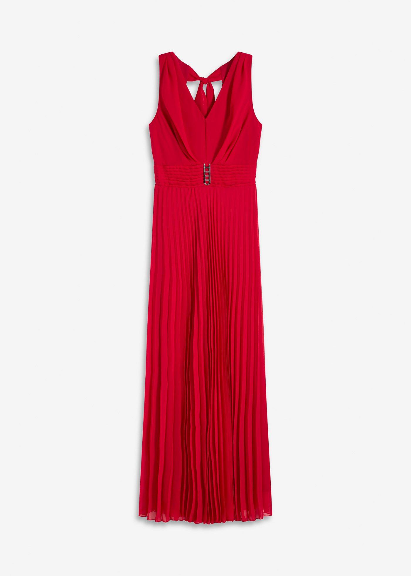 Chiffonkleid mit Plisseé-Rock und Accessoire-Schnalle