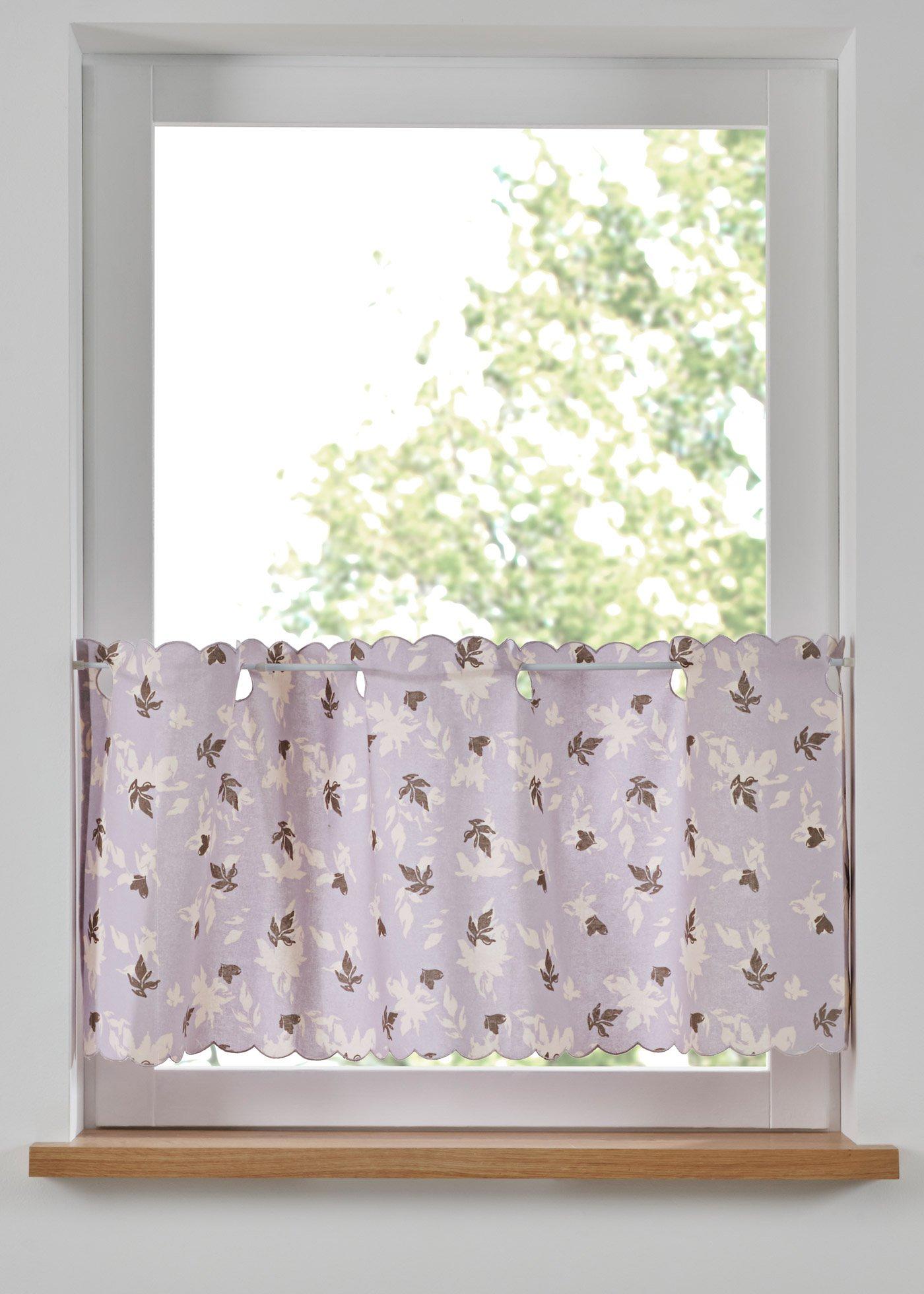 Scheibengardine aus Bio Baumwolle mit Blütendruck