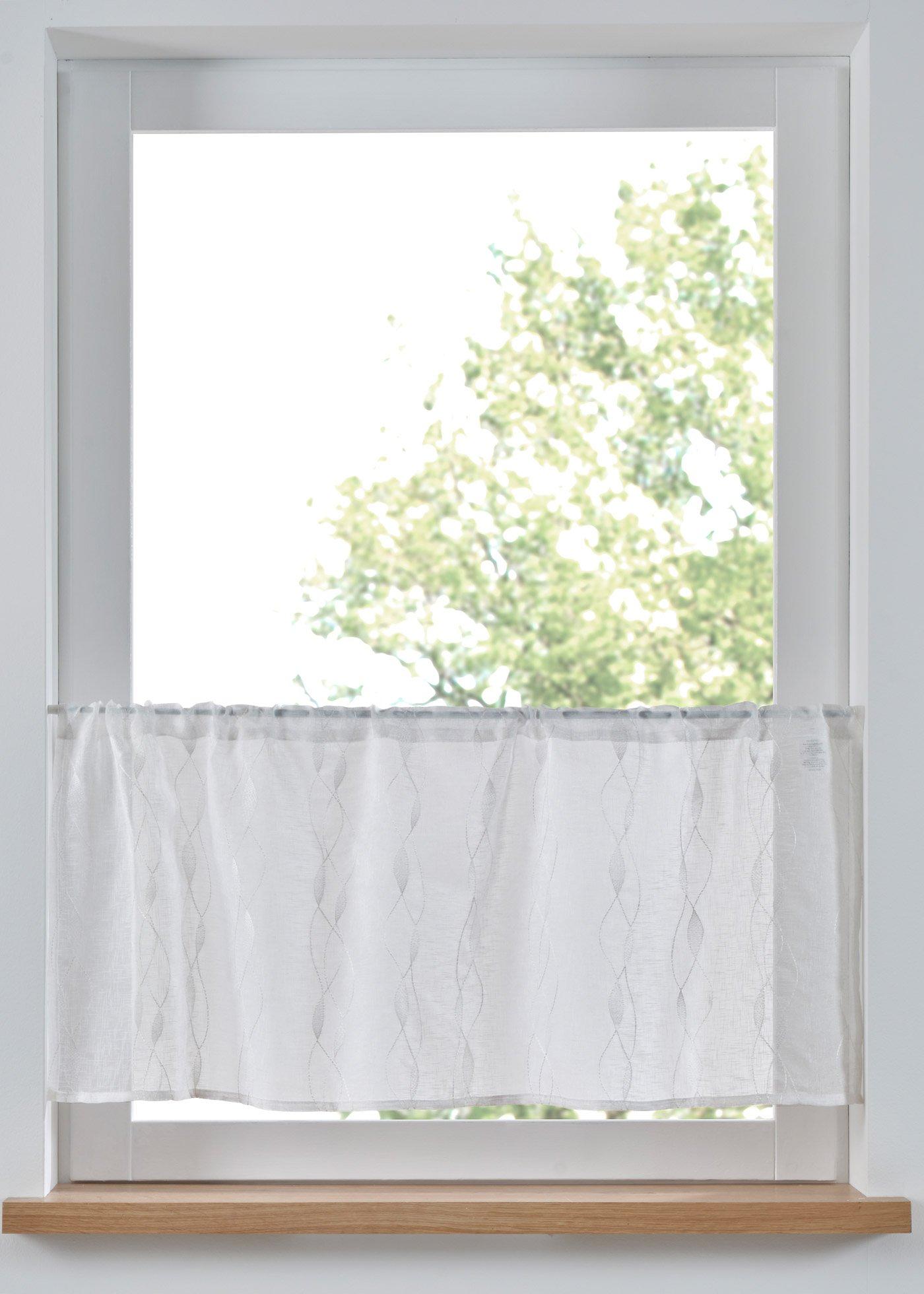 Scheibengardine mit Wellen Stickerei