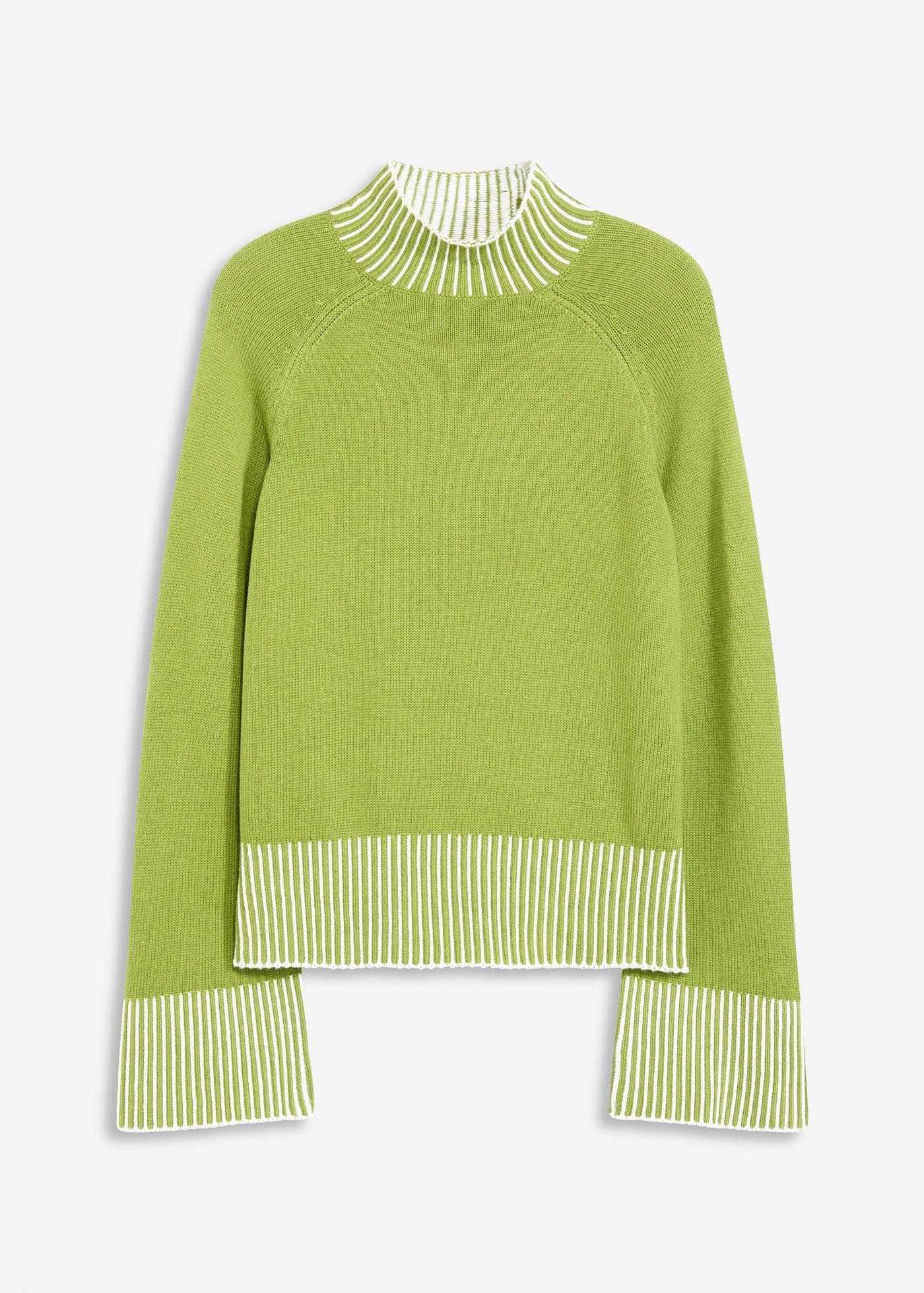 Stehkragenpullover mit Kaschmiranteil