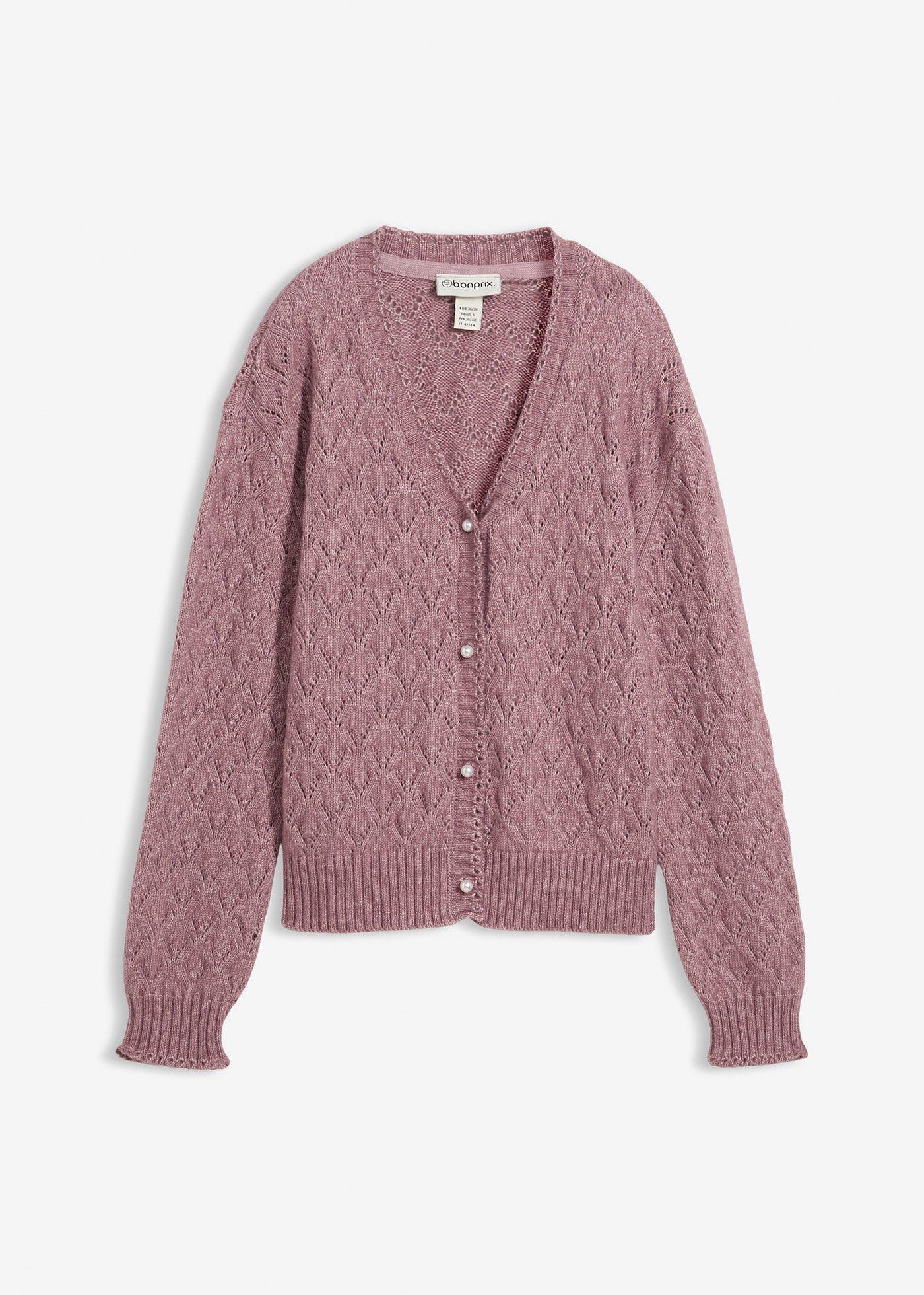 Ajour-Strickjacke mit Wolle