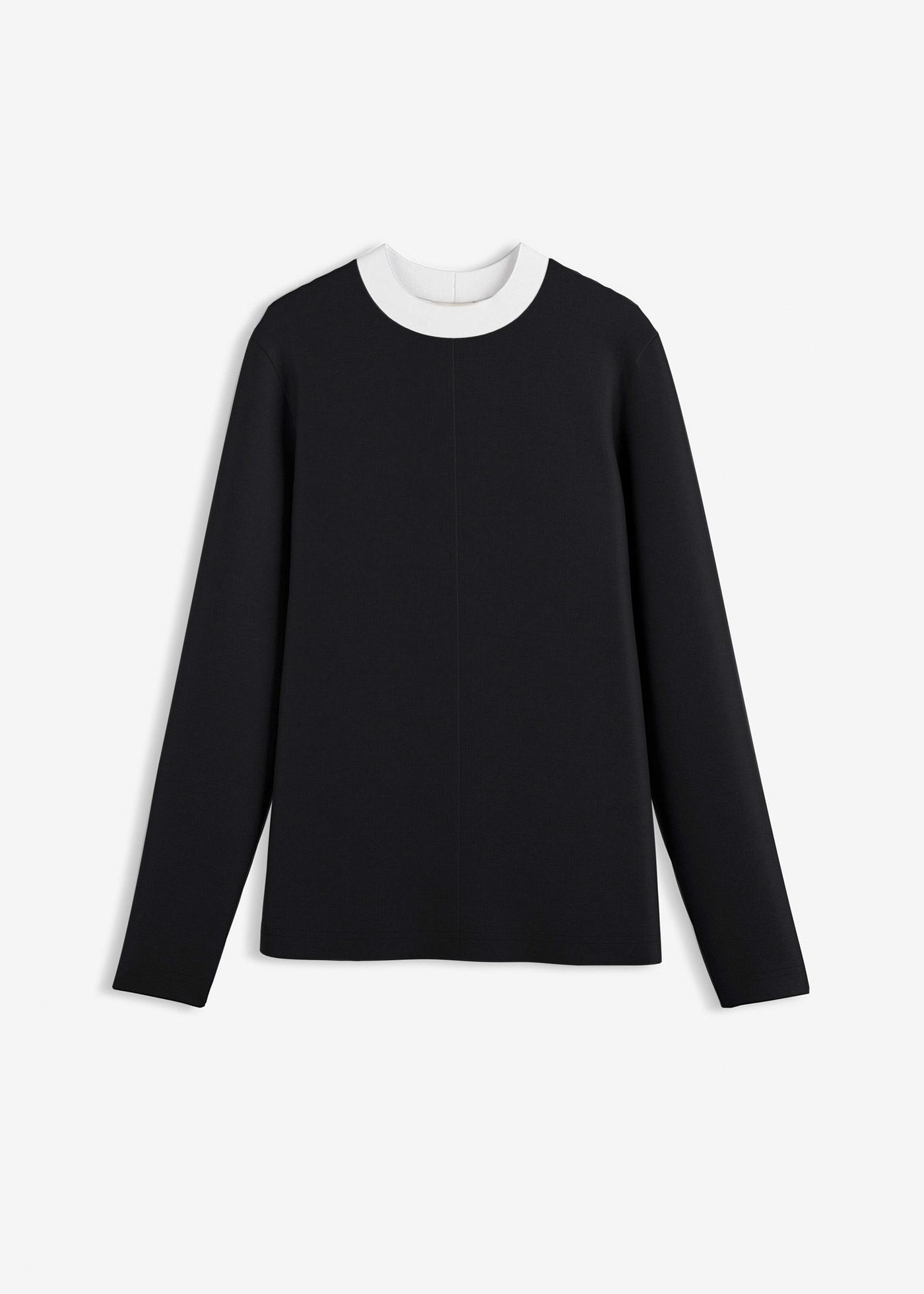 Langarmshirt aus Viskose-Mix mit abgesetztem Turtleneck