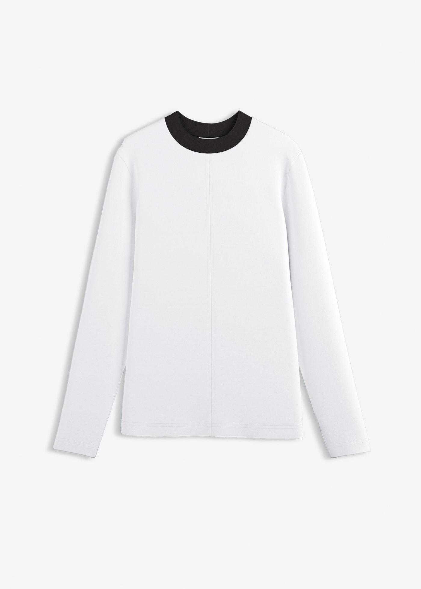 Langarmshirt aus Viskose-Mix mit abgesetztem Turtleneck