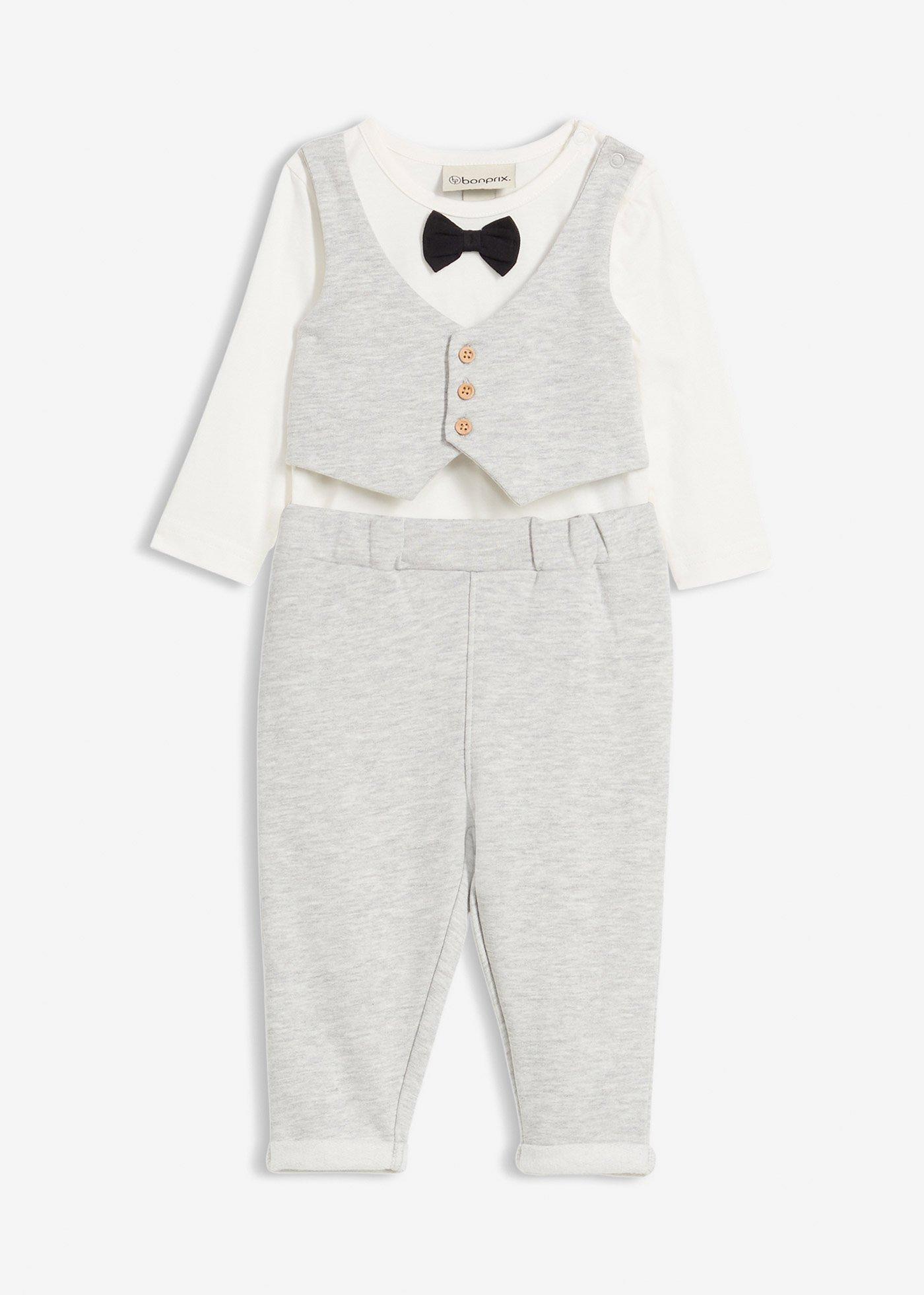 Fest-Set mit Body-Weste, Fliege und Hose aus reiner Bio-Baumwolle (3-tlg.Set)