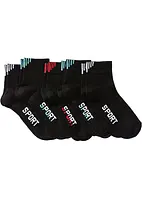 Sportsocken mit Schriftzug mit Bio-Baumwolle (5er Pack), bonprix