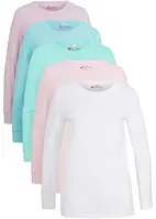 Longshirt mit Rundhalsausschnitt, Langarm (5er Pack), bonprix