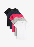 Lot de 5 tee-shirts col rond, manches courtes, bonprix