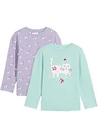 Lot de 2 T-shirts manches longues fille en coton, bonprix