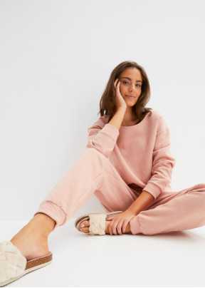 Homewear femmes soft 2 pièces set automne hiver solide o col pull-over tops  tricoté pantalon élégant femme pyjama maison costume