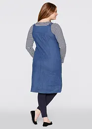 Robe en jean coton avec bretelles de salopette, longueur genou, bonprix