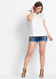 Jeans-Shorts Mid Waist, Stickerei, bonprix