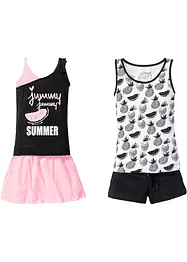 Tops + short + jupe fille (ens. 4 pces.), bonprix