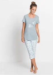 Capri Pyjama mit kurzen Ärmeln, bonprix