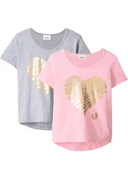 Mädchen T-Shirt (2er Pack) mit Bio-Baumwolle, bonprix