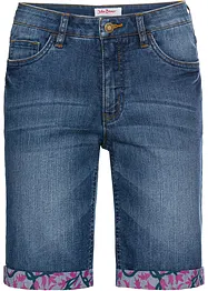 Bermuda en jean stretch avec revers coloré, bonprix