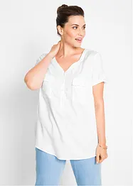 Bluse mit V-Ausschnitt, kurzarm, bonprix