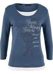 T-shirt 2 en 1 coton, manches 3/4, bonprix
