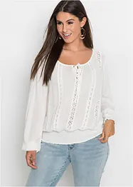 Blouse avec dentelle au crochet, bonprix