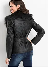 Lederimitat-Jacke mit Fellimitatkragen, bonprix