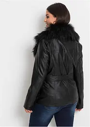 Lederimitat-Jacke mit Fellimitatkragen, bonprix