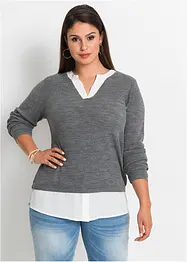 Pull à empiècement chemisier, bonprix