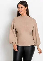 Pull en maille à manches ballon, bonprix