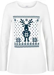 Baumwoll-Langarmshirt mit Weihnachtsmotiv, bonprix