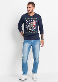 T-shirt manches longues motif de Noël Slim Fit, RAINBOW