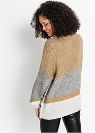 Gestreifter Oversize-Pullover mit Knöpfen, bonprix