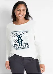 Baumwoll-Langarmshirt mit Weihnachtsmotiv, bonprix