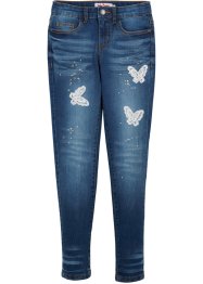 Mädchen Jeans mit Schmetterlings-Applikation, John Baner JEANSWEAR