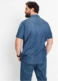 Chemise manches courtes slim en jean, 100% coton, bonprix