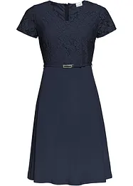 Minikleid mit Spitze und Gürtel, bonprix