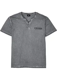 Henleyshirt, Kurzarm in gewaschener Optik aus reiner Baumwolle, bonprix