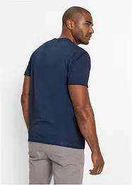 Henleyshirt, Kurzarm in gewaschener Optik aus reiner Baumwolle, bonprix