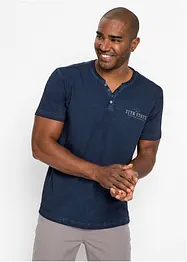 Henleyshirt, Kurzarm in gewaschener Optik aus reiner Baumwolle, bonprix