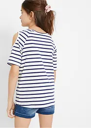 Lot de 2 T-shirts fille avec épaules découpées, bonprix