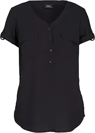 Bluse mit V-Ausschnitt, kurzarm, bonprix