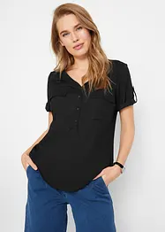 Bluse mit V-Ausschnitt, kurzarm, bonprix