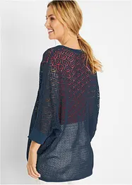 Gilet en maille à motif, manches 3/4, bonprix