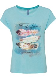T-Shirt mit Federdruck, RAINBOW