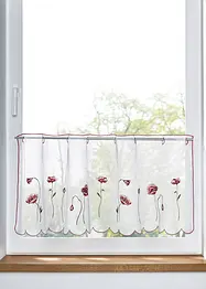 Transparente Scheibengardine mit Blumenstickerei, bonprix