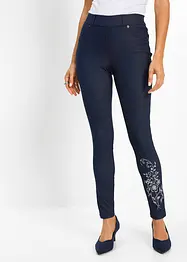 Leggings mit Blütendruck und Glitzersteinen, bonprix